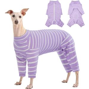 Kuoser Recovery Suit for Medium Dogs After Surgery, Long Sleeve Dog Surgery Recovery Suit, Dog Onesie for Abdominal Wounds Skin Disease, Purple L (L (Back Length: 16.9''))