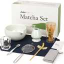 Matcha Whisk Set, 10-Pcs Matcha Kit, Bamboo Whisk and Bowl with Spout & Measuring Spoon & Cup, Japanese Macha Tea Making Tools Gift, Grey (Zen-Gray)