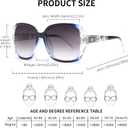 JM Bifocal Reading Sunglasses for Women Fashion Oversized Square Sun Readers Outdoor Reading Glasses UV400 Protection Clear Blue +2.75