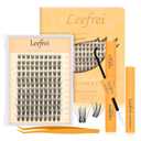 Eyelash Clusters 10-18mm Wispy Eyelash Clusters D Curl DIY Cluster Lash Extension Kit Individual Lashes Kit With Bond & Seal, Glue Remover, Tweezers(LF03 Lashes Set)