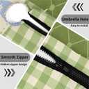 Round Outdoor Tablecloth with Umbrella Hole, Zippered Fitted Waterproof Tablecover with Elastic Edge Fits 45"-48" Round Tables for Patio Picnic Garden Camping Party, Patchwork Pattern