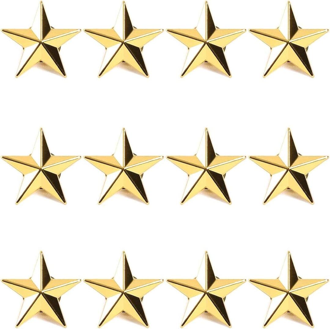 Gold Point Star Lapel Pins, Enamel Pin Set (1 In, 12 Pack)