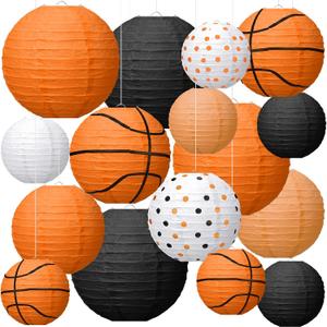 Bencailor 16 Pcs Basketball Party Decorations Basketball Hanging Paper Lanterns Sports Themed Paper Lanterns Ceiling Decor for Birthday Party Baby Showers Classroom Home Decor(Classic Style)