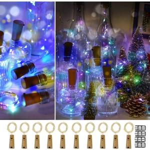Bottle Lights with Cork, 10 Pack with 12 Replacement Batteries Mini Fairy String Lights Battery Operated, Party Decoration for Wedding Christmas Halloween Bar Mason Jar - Colored
