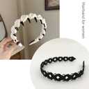 2-in-1 Decorative Hair Clips Non-Slip Grip - Nylon Braid Headbands for Women - Comfortable Accessories for All Types(braided whiteMetal black)