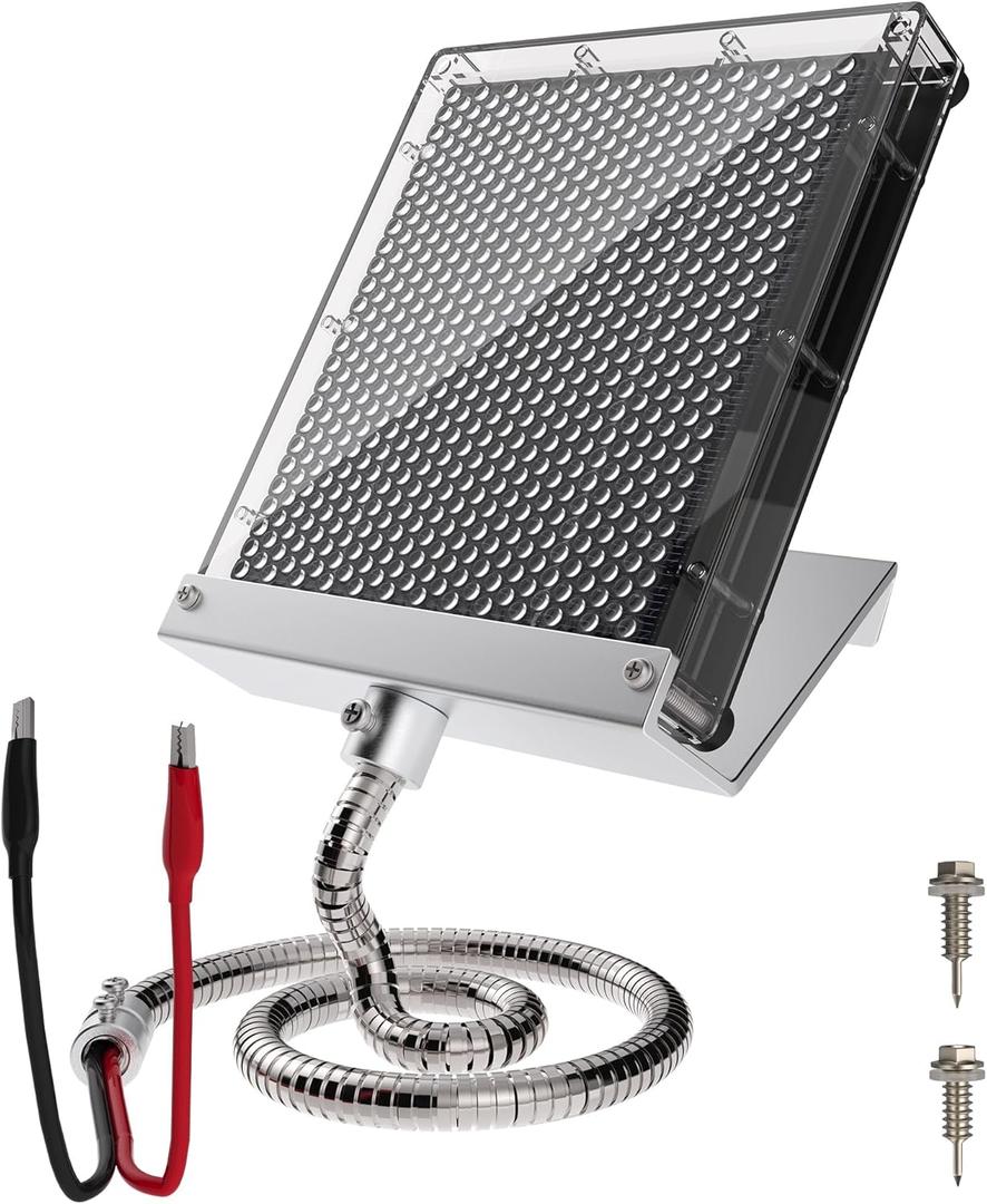 6V Solar Panel Battery Charger for Deer Feeder, 1.7W Waterproof Solar Panel with Mounting Bracket and Alligator Clips