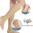 3 Pairs Open Toe Compression Socks Women Knee High Toeless 15-25 mmHg