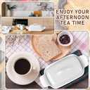 Qinyoung Ceramic Butter Dish with Lid for Countertop Extra Large Elegant Butter Dish Tray with Handle Durable Heavyweight Glazed Ceramic Kitchen Container Keeper Non-slip Base Minimalist(White)