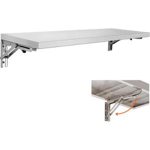 Folding Concession Shelf 48" L x 12" W, Stainless Steel Folding Serving Food Shelf, Heavy Duty Drop Down Wall Mount Shelving for Concession Windows, Food Truck, Kitchen, Garage, 12"x48"