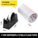 BOMEI PACK Desktop Tape Dispenser (Fits 1" & 3" Core) with Transparent Tape Refills, Clear Tape with Black Tape Holder,Weighted Non Slip Base, for Masking Tape,Heat Resistant Tape