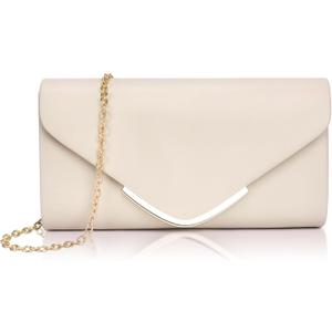 Larcenciel Clutch Purse for Women, Trendy Vegan Leather Envelope Evening Bags w/Chain, Wedding Cocktail Party Formal Handbags