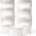 MATICAN Paper Ice Cream Cups - 50-Count 5.5-Oz Disposable Dessert Bowls for Hot or Cold Food, 5.5-Ounce Party Supplies Treat Cups for Sundae, Frozen Yogurt, Soup, White