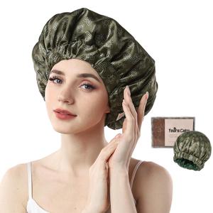Years Calm Soft Satin Sleep Bonnet for Curly & Natural Hair Care - Adjustable Unisex Bonnet for Women & Men, Soft Breathable Double-Layer Night Cap(Green)