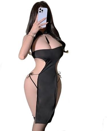 SINMIUANIME Sexy Cosplay Cheongsam Dress Chinese Qipao Traditional Style Anime Lingerie Bodycon Costume Babydoll Nightgown, One Size
