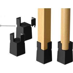 Sephyroth Adjustable Bed Risers 4Pack with Screw Clamp - Fit Furniture's Square/Round Leg Diameter 0.8''1.6'' (2Inch Black)