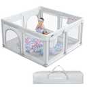 ANGELBLISS Baby Playpen, Extra Large Playard, Indoor & Outdoor Kids Activity Center with Anti-Slip Base, Sturdy Safety Play Yard with Breathable Mesh, Kid's Fence for Toddlers(71x59)