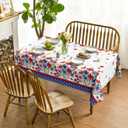 Horaldaily 4th of July Tablecloth 60x84 Inch, Patriotic Watercolor Poppy Flowers Independence Day Memorial Day Table Cover for Party Picnic Dinner Decor