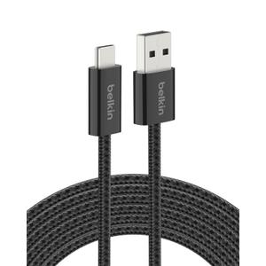 Belkin USB A to USB C Cable, 9.9ft, 15W - Type C Charger, iPhone Charger Cord, Soft, Braided, Flexible for iPhone 17 & 16, Galaxy S25, Pixel 10, iPad Pro, Airpods Pro, Switch & More - Black