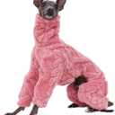 Greyhound Clothes - Dog Winter Warm Fleece Turtleneck Jumpsuit Four-Leg Rompers Long Sleeve Sweatshirt Thick Outdoor Coat for Italian Greyhound Whippet Deerhound Bedlington Terrier (L, Pink)
