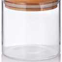 JUVITUS 10 oz Clear Glass Jar with Bamboo Silicone Sealed Lid (Single)