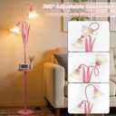 Pink Flower Floor Lamp with Table, Adjustable Floral Standing Lamp for Girl