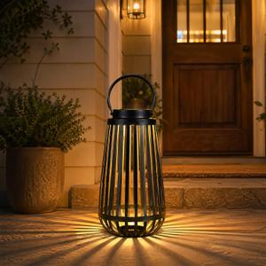 Solar Lantern Outdoor Hanging Light, Metal Decorative Lantern with Warm LED Light, Waterproof Solar Powered Lantern for Garden Patio Yard Pathway Decor