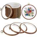 AOZUO 15 Pcs 4 Inch Round Embroidery Hoops, Imitated Wood Embroidery Frame Cross Stitch Circle Rubber Hoop Ring for Art Craft Sewing and Hanging Ornaments Decor Display