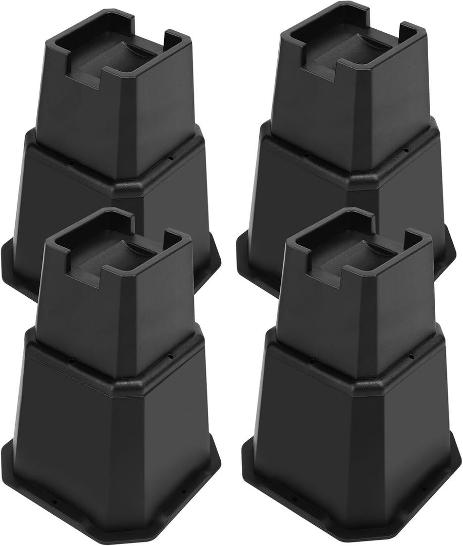 shouwuhho Bed Risers 8 inch, Furniture Risers Elevation in Heights 8 Inch Heavy Duty, Bed Lift Risers for Caster Wheels or Posts of Bed Table Couch, Support up to 6000 lbs, Black, 4 Pack