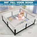 TOREVSIOR Foldable Baby Playpen with Mat, 50"50" Collapsible Play Pen for Babies and Toddlers, Indoor & Outdoor Kids Safety Play Pen, Portable Play Yard, Foldable Baby Playpen with 50 Ocean Balls