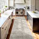 Washable Runner Rug: 10ft Runners for Hallways Soft Non Slip Kitchen Rugs | Vintage Floral Rug for Bedroom Bathroom Entryway Living Room Laundry Room - Brown Beige Rug Thin Stain Resistant Easy Clean