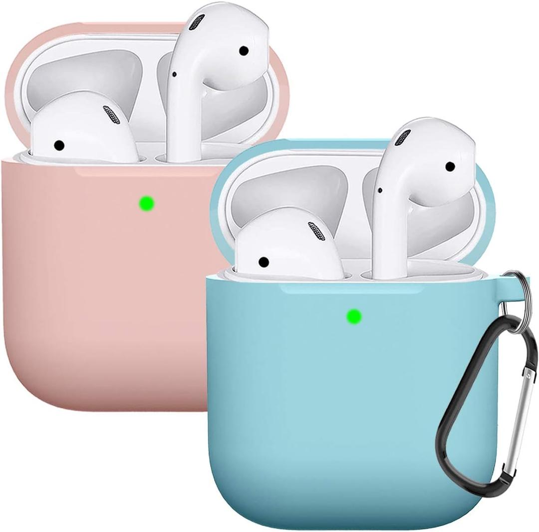 Compatible with AirPods Case Cover Silicone Protective Skin for Airpods Case 2&1 (2 Pack) Sand Pink/Blue Compatible with AirPods Case Cover Silicone Protective Skin for Airpods Case 2&1 (2 Pack) Sand Pink/Blue