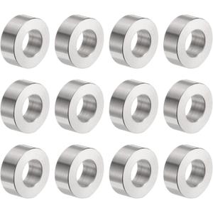 uxcell 12pcs Stainless Steel Spacer 10.5mm Bore x 20mm OD x 8mm Length Screw Bushing Plain Finish Round Metal Spacer for M10 Screws Bolts and Rods