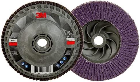 3M Flap Disc 769F, Type 27 Quick Change, 60+, 4-1/2 in x 5/8-11, High Performance Abrasive, Ceramic Precision-Shaped Grain Grinding and Finishing Disc, Carbon Steel, Stainless Steel, Pack of 2