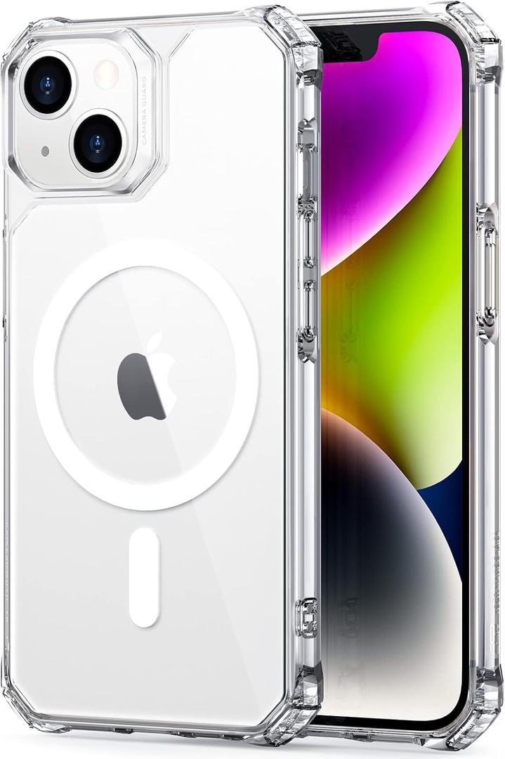 ESR for iPhone 14/13 Case, MagSafe Compatible, Military-Grade Protection, Shock-Absorbing Corners, Scratch-Resistant, Anti-Yellowing Acrylic Back, Slim Protective, Air Armor Series, Clear