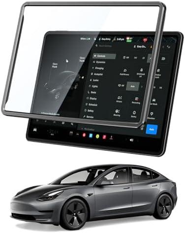 Alijees Tempered Glass Screen Protector For Tesla Model Y Accessories(2020~2024)& 2017-2023 Model 3 Accessories - [No More Glare& Fingerprint] -No Bubble Tempered Glass Case, HD & 9H Anti-scratch