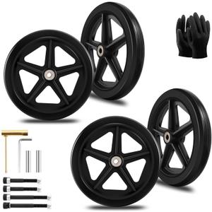 4Pcs 8 Inch Solid Replacement Wheels - Environmentally Friendly Rubber Material, Wear-Resistant PU Tires, Anti-Slip, and Durable ABS Wheel Hub - Easy to Install (4 Pcs)