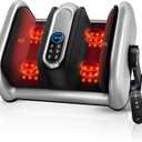 Shiatsu Foot Massager Machine with Heat : Deep Kneading Calf Massager with Vibration for Plantar Fasciitis, Neuropathy, Pain Relief, Circulation - for Home and Office Use (Silver)