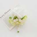 4 x MAFELOE Boutonniere Corsage Set, Artificial Flowers Accessories for Wedding Prom Party Homecoming Celebration Suit Decorations-2 Pieces White+Light Green
