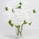 Yastouay 6 Pcs Real Touch Hydrangea Artificial Flowers, 21" White Full Faux Hydrangea Flowers Latex Fake Flowers for Home Decor Party Floral Arrangements Wedding Bouquets Centerpieces Outdoor Decor