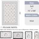 Cat Rug 6x9, Blue Floral Washable Area Rug for Living Room, Soft Non Slip Low Pile Rug for Girls Bedroom,Nursery, Playroom, Dorm Room