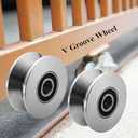 Sliding Gate Rollers Stainless Steel V Groove Wheel Heavy Duty Cable Pulley Block V Shaped Rail Gate Wheels Quiet and Smooth Operation Plate Caster with Bearing for Barn Door Track 2PC