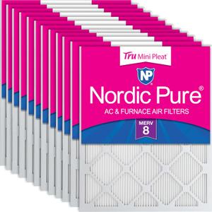 Nordic Pure 16x25x1 Tru Mini Pleat MERV 8 AC Furnace Air Filters 12 Pack
