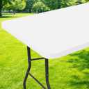 Moosfor Spandex 4 Foot Rectangle Table Cloth, Elastic Fitted Tablecloths for Picnic, Stretch Washable Patio Table Cover for Outdoor, Camping, Banquet and Parties (White, 24"x48")