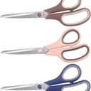 Scissors 8.5 Inch scissors all purpose Bulk Set of 3, Scissors for Office Home School Craft Supplies, Soft Comfort-Grip Right/Left Hand, Navy Blue, Pink, Brown