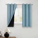 BGment Short 100% Blackout Curtains for Bedroom, Thermal Insulated Lined Energy Efficiency Noise Reducing Grommet Curtains 45 Inch Length for Small Window 2 Panels Each 42 Inch Wide, Greyish Blue
