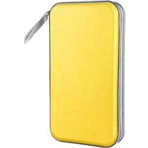CD Case, Siveit DVD Case Holder 96 Capacity Hard Plastic CD DVD Disc Cases Storage Binder Wallet for Car Home Office Travel (Yellow)