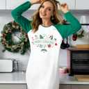 ASTANFY Women Christmas Shirt Dress Merry Christmas Long Sleeve Dress (White, XXL)