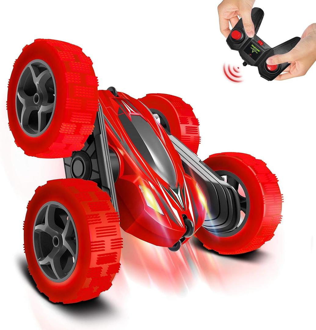 MoKasi Remote Control Stunt Car Toys - Birthday Gifts Ages 6 7 8 9 10 11 12 Year Old Boys Kids Toddler Girls Best Presents Christmas Ideas Rechargeable Rc Racing Vehicle Outdoor (Red)