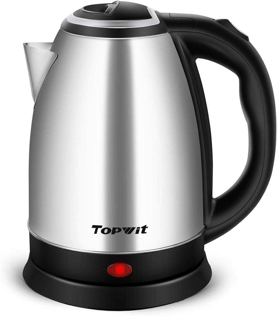 TOPWIT Electric Kettle, 2.0L Hot Water Kettle Electric, BPA-Free Stainless Steel Tea Kettle, Electric Kettles for Boiling Water with Fast Boil, Auto Shut-Off & Boil Dry Protection, Silver (2.1 Quarts)