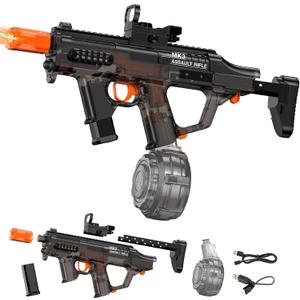Electric Water Gun for Adults Kids, Automatic Squirt Gun with 49FT Range, Watergun with Flashing Muzzle, Summer Outdoor Water Pistol Pool Beach Party Toys for Boys Girls (Black)